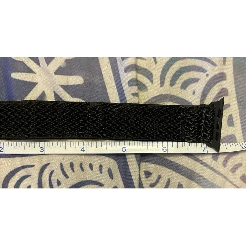 NEW Black Adjustable Nylon Stretch Solo Band for Apple Watch 42mm/44mm/45mm